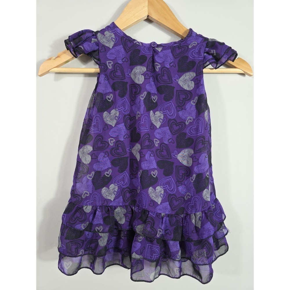 Vintage Y2K George Girls Purple Heart Ruffle Dress 5T Layered Party Cute - Picture 2 of 8